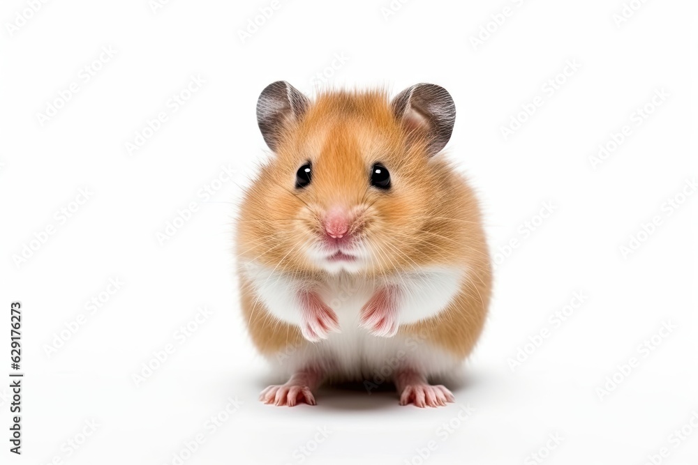 Little cute isolated small hamster sitting on white background. Closeup shot Little cute isolated small hamster sitting on white background. Closeup shot