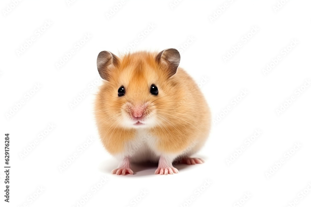 Little cute isolated small hamster sitting on white background. Closeup shot Little cute isolated small hamster sitting on white background. Closeup shot