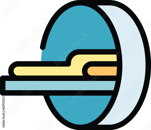 Brain mri icon outline vector. Magnetic resonance. Medical scanner color flat