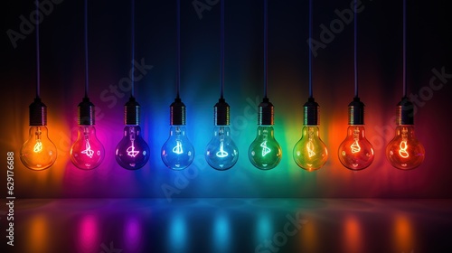 colorful light bulbs hanging decor glowing in dark