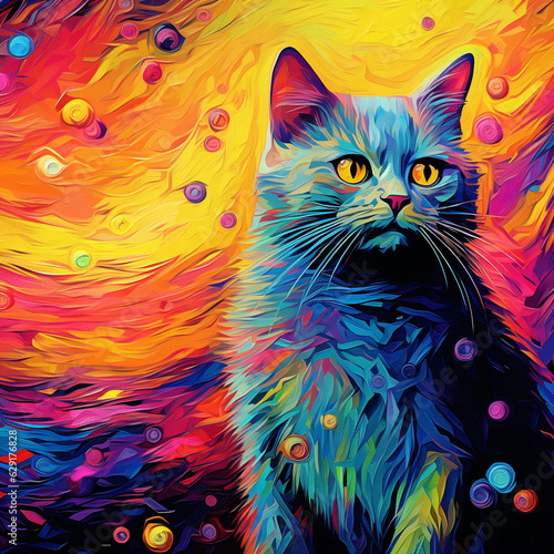 cat in colorful