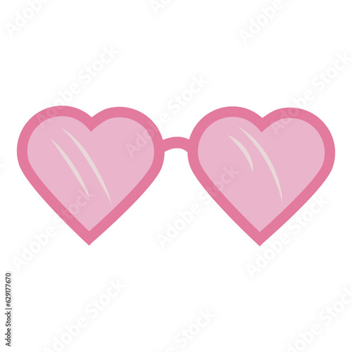 Pink trendy sunglasses in flat style, barbiecore aesthetic. Vector sketch illustration isolated on white background. Cute design elements.