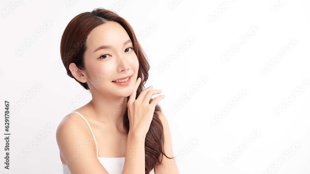 Beautiful young asian woman with clean fresh skin on white background, Face care, Facial treatment, Cosmetology, beauty and spa, Asian women portrait. Beautiful young asian woman with clean fresh skin on white background, Face care, Facial treatment, Cosmetology, beauty and spa, Asian women portrait.