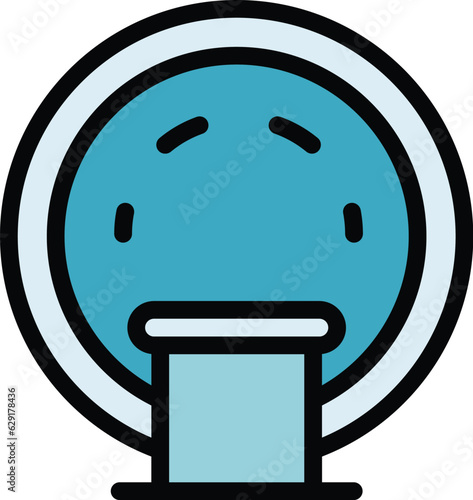 Lying mri icon outline vector. Imaging machine. Medical scan color flat