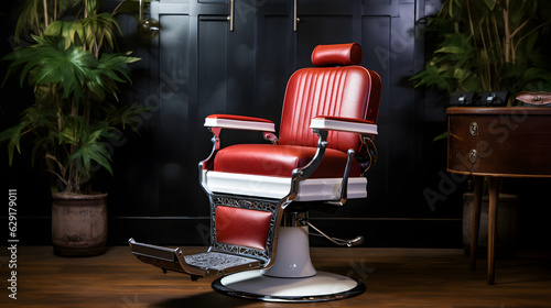 Vintage Heavy Duty Recline Hydraulic Barber Chair, Generative AI © Yuriy Maslov