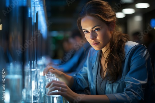 young woman scientist working in a laboratory under equal conditions 