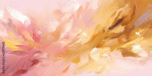 Beautiful abstract gold and pink impressionistic floral design background. be...