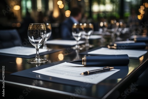 business contract to sign in an upscale restaurant