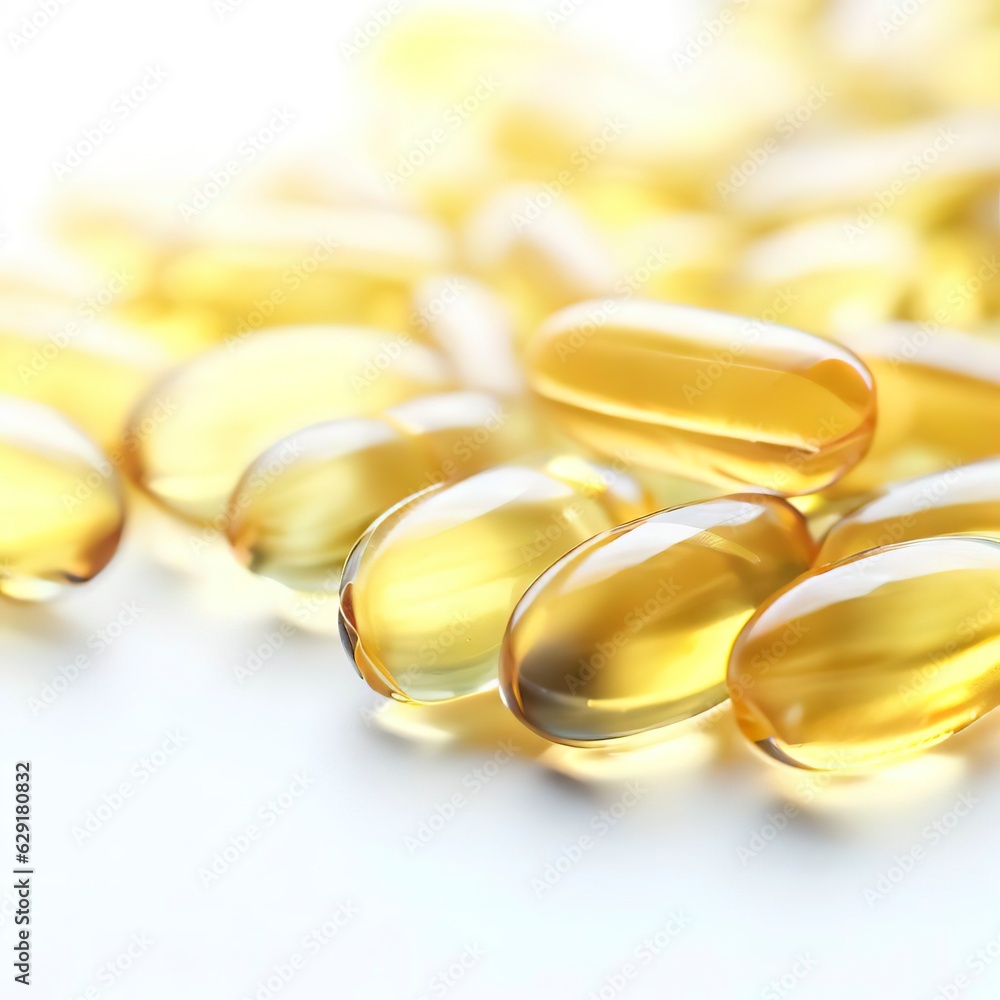 Capsules fish oil with selective focus isolate on white background. Capsules fish oil with selective focus isolate on white background.