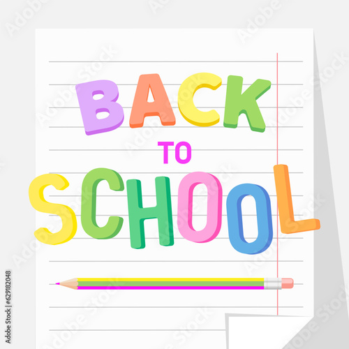 Back to school vector illustration in retro style with pencils on notebook background