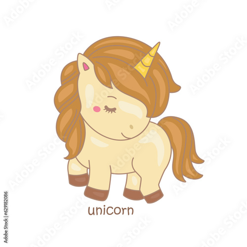 Alphabet U For Unicorn Vocabulary School Cartoon Illustration Vector Clipart Sticker