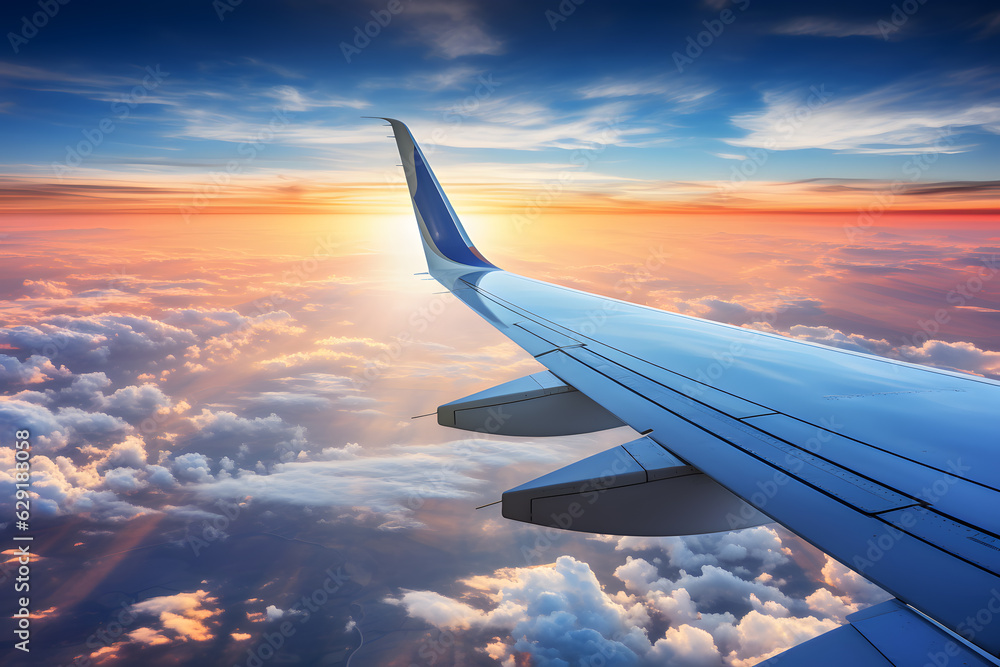 airplane in the sky with amazing sunset and clouds ai generated art airplane in the sky with amazing sunset and clouds ai generated art