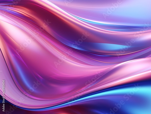 Abstract fluid iridescent holographic neon curved wave in motion colorful background . Generative ai