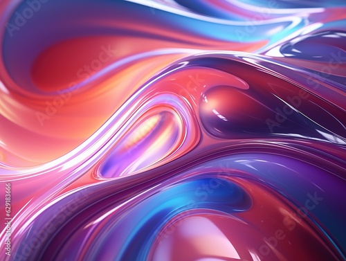 Abstract fluid iridescent holographic neon curved wave in motion colorful background . Generative ai
