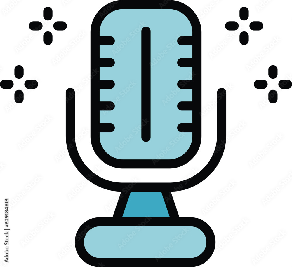 Microphone birthday icon outline vector. Present party. Holiday surprise color flat Microphone birthday icon outline vector. Present party. Holiday surprise color flat