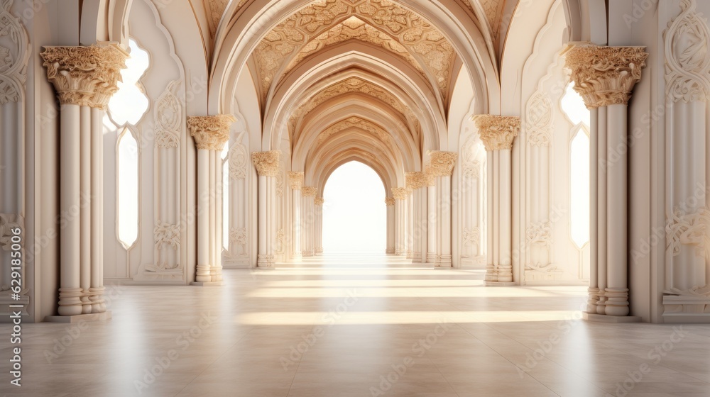 Obraz premium Cathedral Hallway Wall Backdrop of Luxury