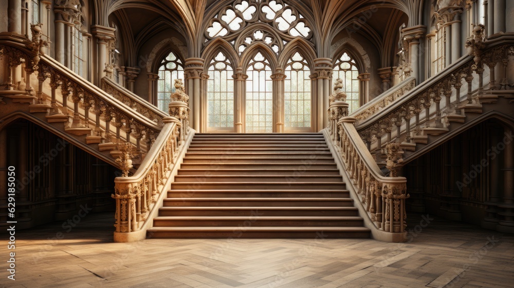 Fototapeta premium Classic and elegance Hallway with Large Sunlit Window