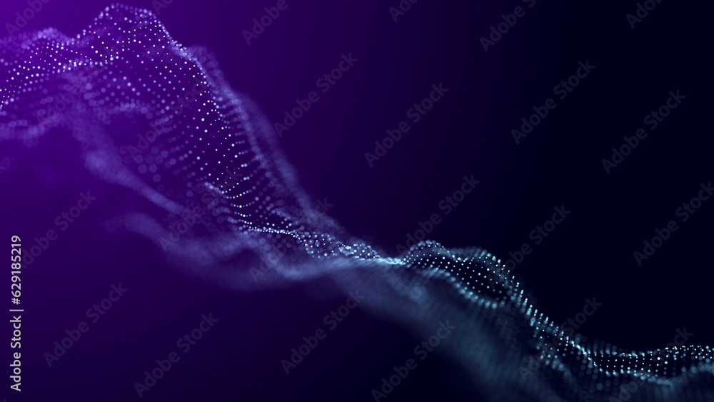 Digital technology. Futuristic background of glowing particles in motion. Large amount of data. 3D rendering. Digital technology. Futuristic background of glowing particles in motion. Large amount of data. 3D rendering.