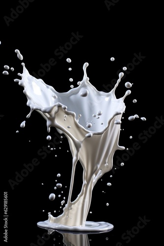 spilling milk on black background - created using generative Ai tools