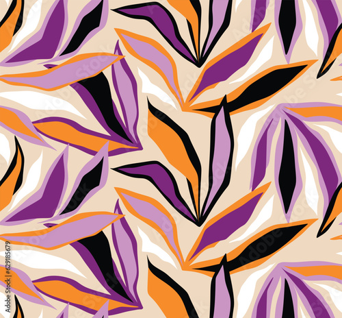 seamless pattern with abstract leaves.	