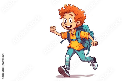 cartoon kid boy or girl character isolated with book in hands or bulb, light on. kids are going to school with backpacks generative ai image