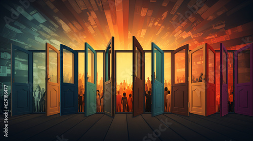 A symbolic representation of open doors, advocating for welcoming and inclusive societies © Наталья Евтехова