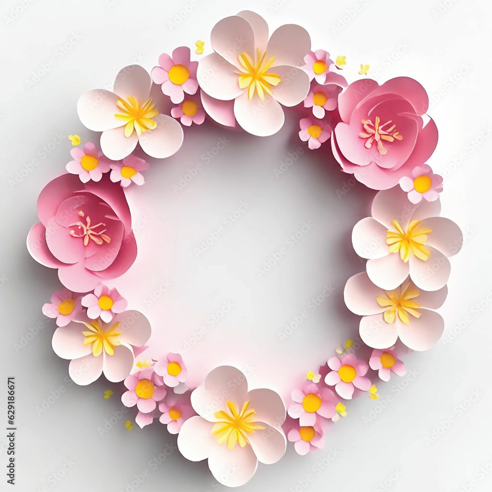 cherryblossom papercut, Pastel colored of flower garland, pink, light pink, white cream, nice and beautiful flower crown cherryblossom papercut, Pastel colored of flower garland, pink, light pink, white cream, nice and beautiful flower crown