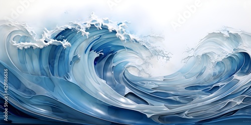 Sea wave floating background. Waves sea wallpaper hyperrealistic compositions created with Generative AI technology