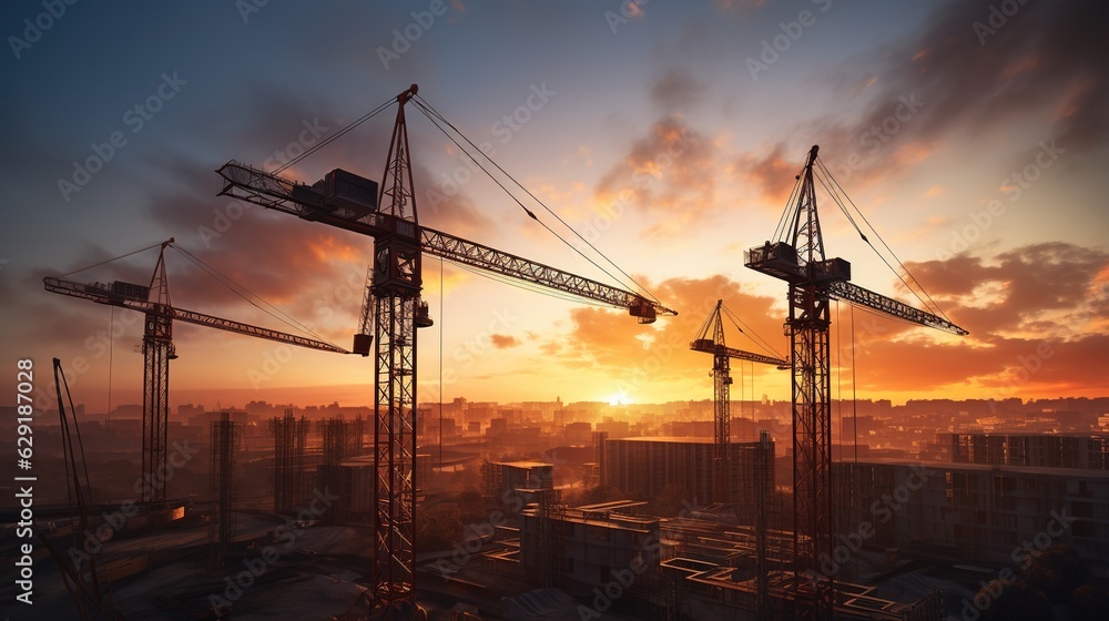 construction site at sunset, with generative ai construction site at sunset, with generative ai