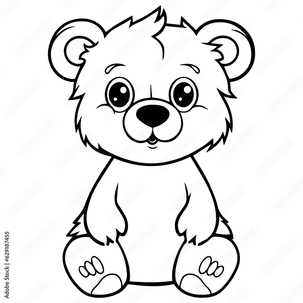 Naklejka premium baby bear coloring page drawing