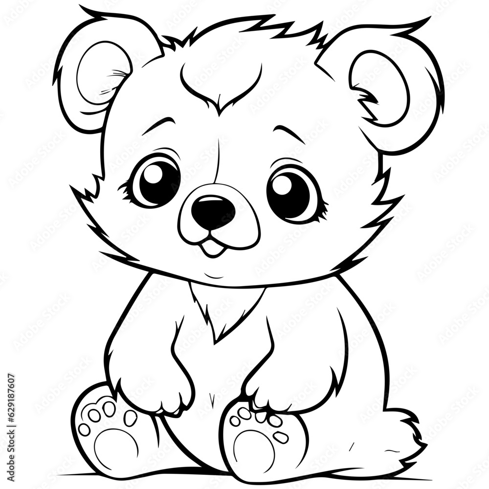 Fototapeta premium baby bear coloring page drawing