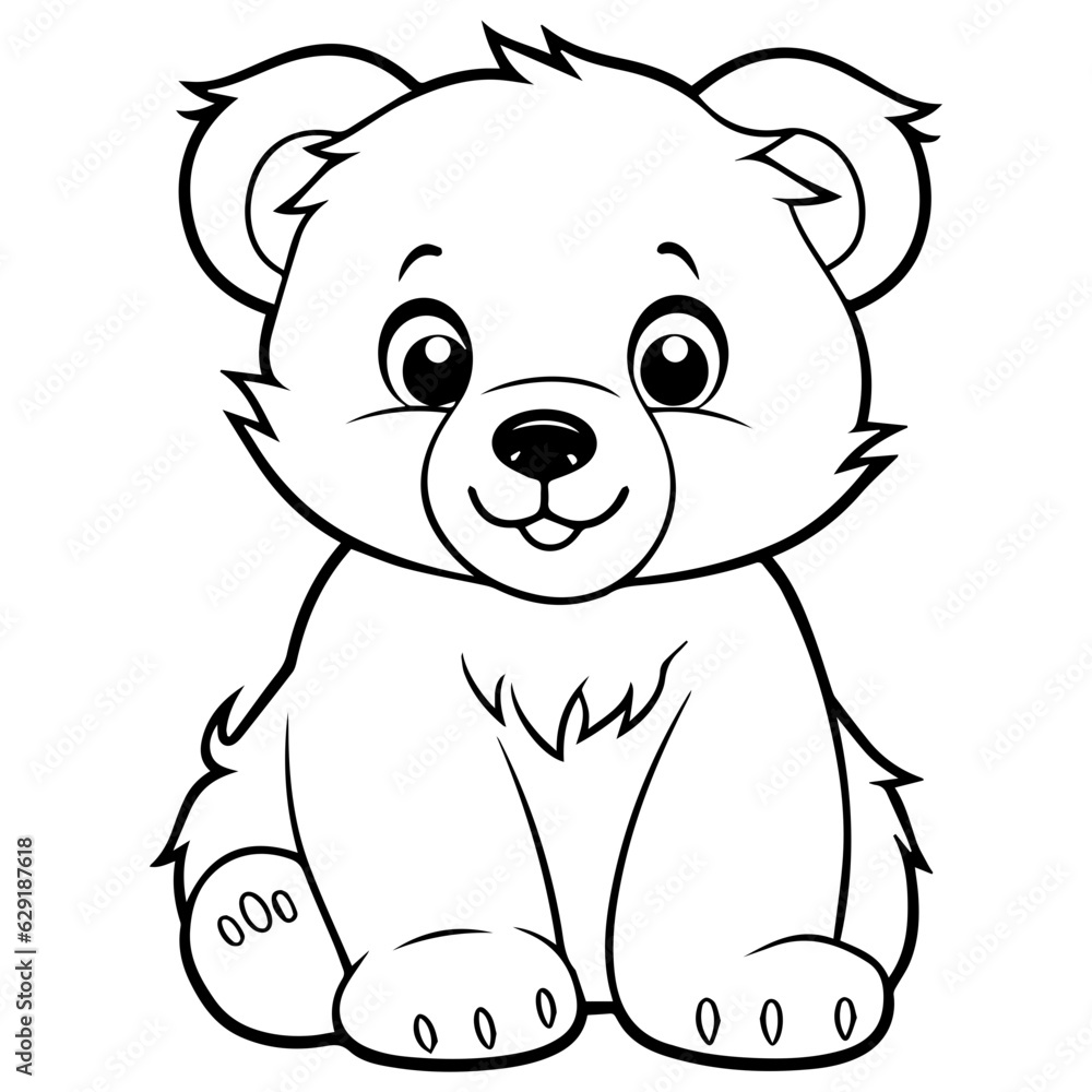 Fototapeta premium baby bear coloring page drawing