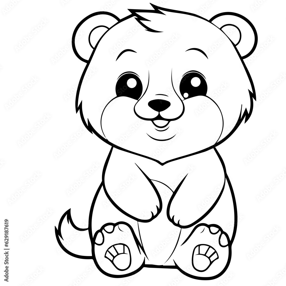 Fototapeta premium baby bear coloring page drawing