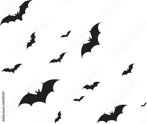 Bat flying. A flock of vampire bats 