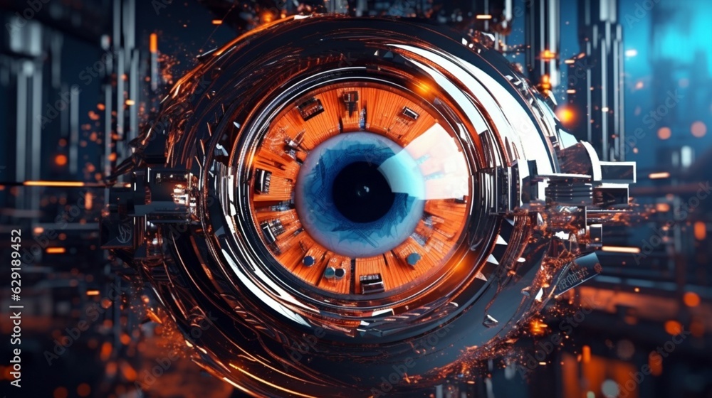 Abstract high tech eye concept.Generative AI. Abstract high tech eye concept.Generative AI.