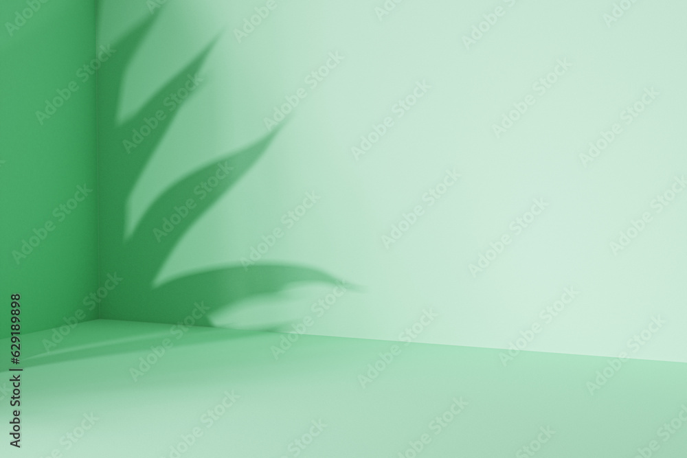 Minimal background scene with natural lighting and leaves shadow background, 3d render Minimal background scene with natural lighting and leaves shadow background, 3d render