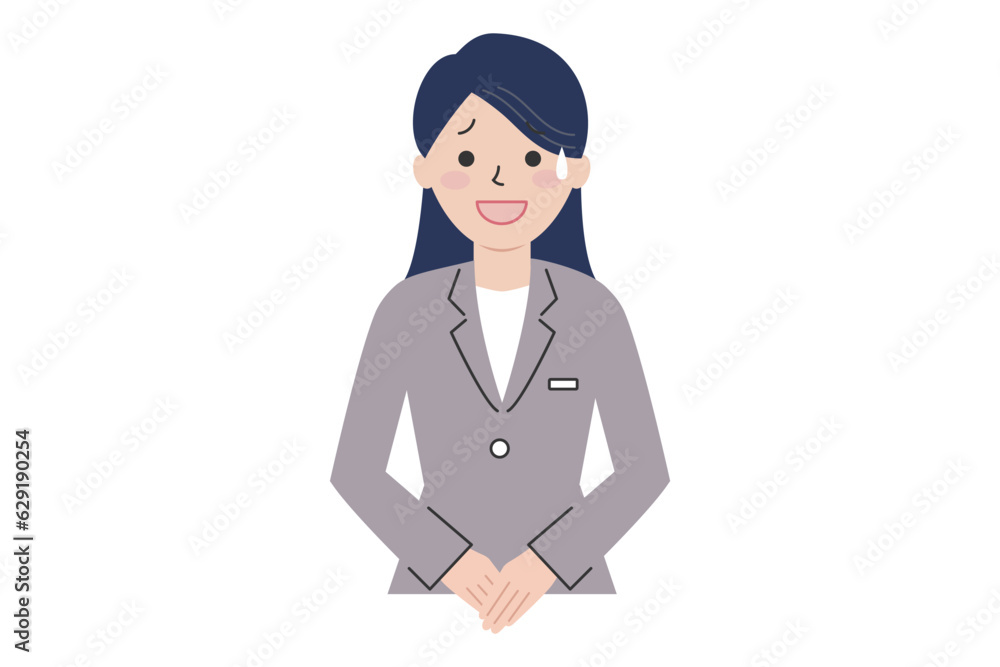 困っているスーツの女性のイラスト素材 困っているスーツの女性のイラスト素材