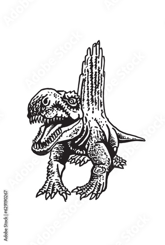 Graphical  spinosaurus  isolated on white, vector illustration,angry  dinosaur