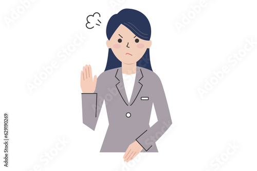 怒っているスーツの女性のイラスト素材