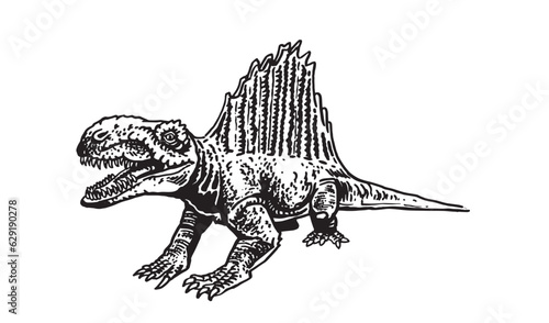 Graphical  spinosaurus  isolated on white, vector illustration,angry  dinosaur