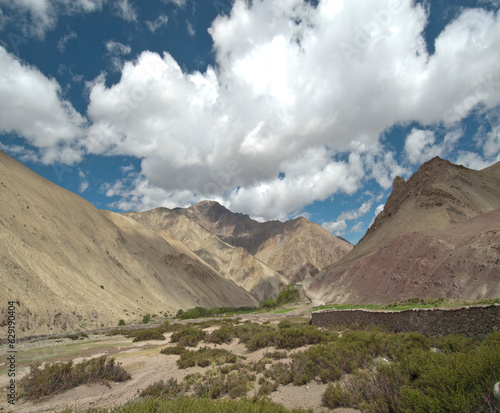 Valley view from Rumbak village located in Hemis national park, Ladakh, India.