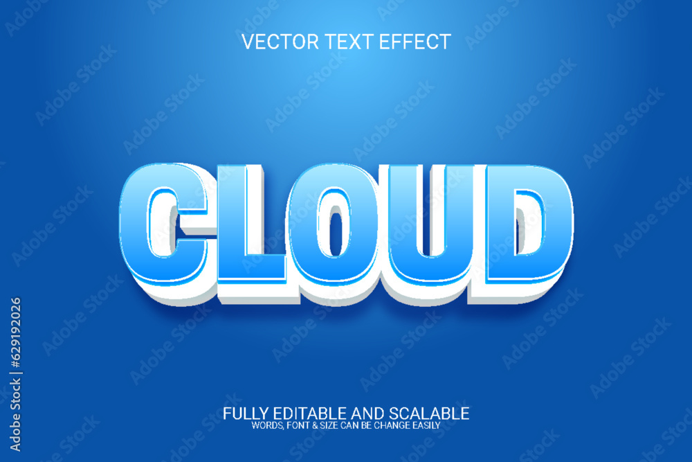 Cloud 3D Fully Editable Vector Eps Text Effect Template Design