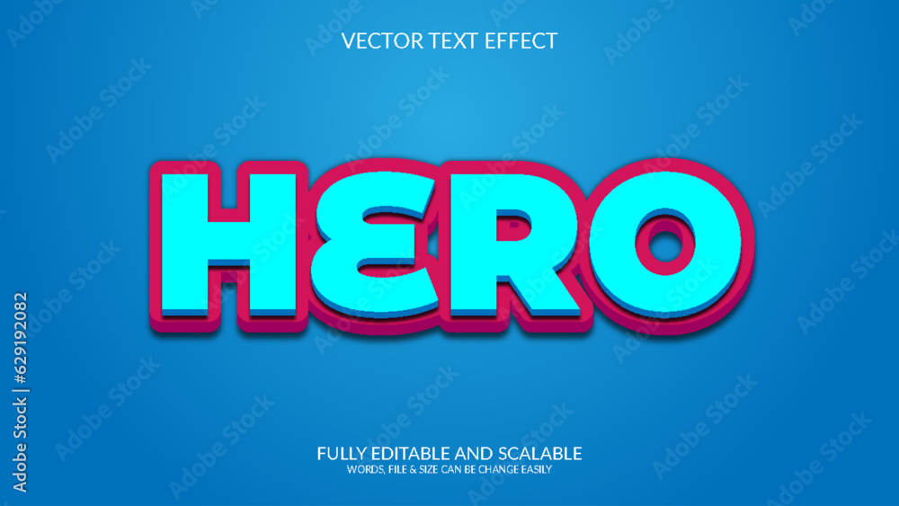 Hero 3D Fully Editable Vector Eps Text Effect Template Design