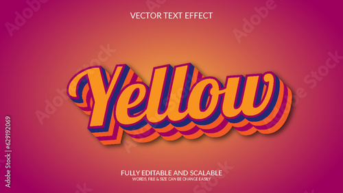 Yellow 3D Fully Editable Vector Eps Text Effect Template Design