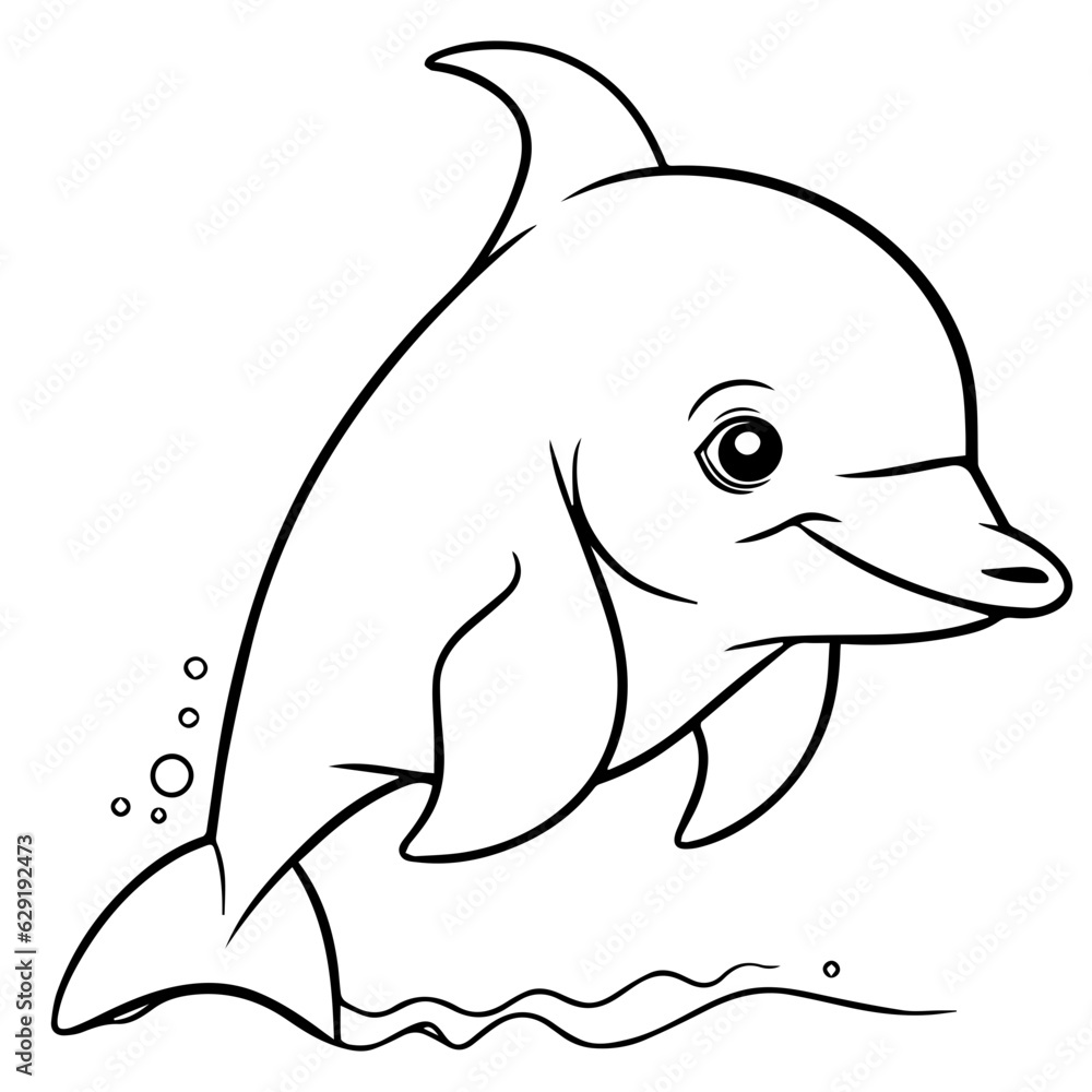 Obraz premium Dolphin coloring page outline drawing