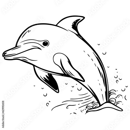 Dolphin coloring page outline drawing