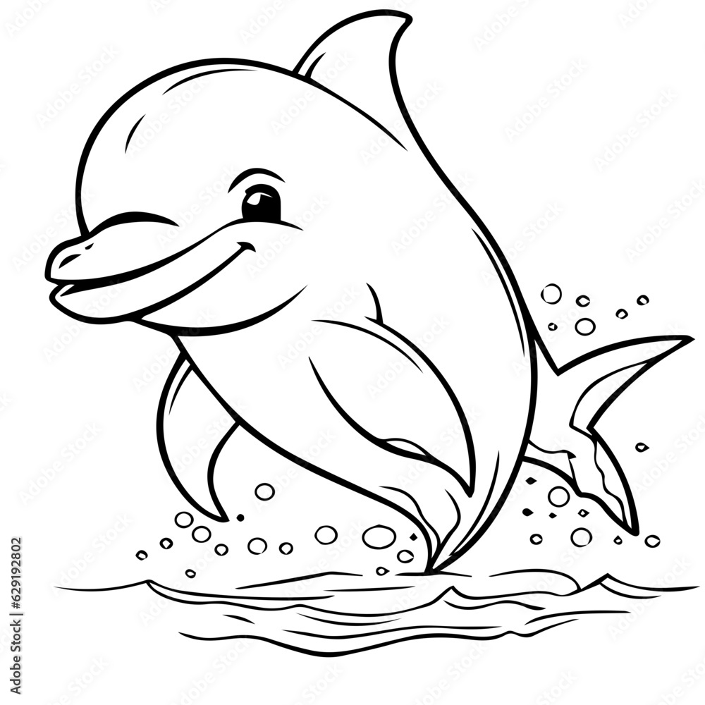 Obraz premium Dolphin coloring page outline drawing