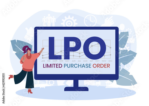 LPO, Limited Purchase Order acronym. Concept with keyword, people and icons. Flat vector illustration