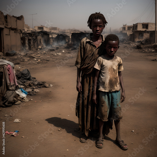 Ethiopian children in an African village