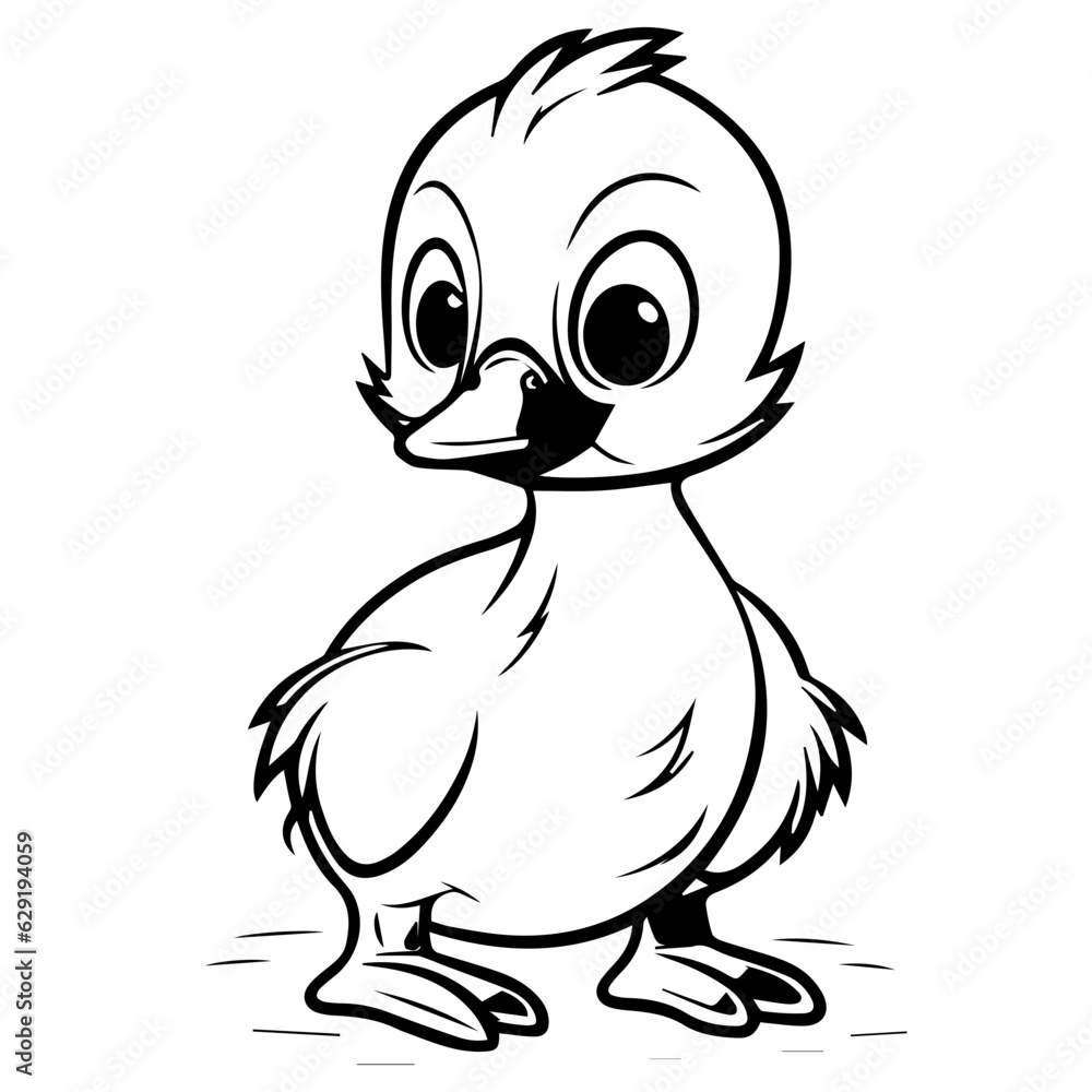 Fototapeta premium Coloring Page Outline of cartoon duckling